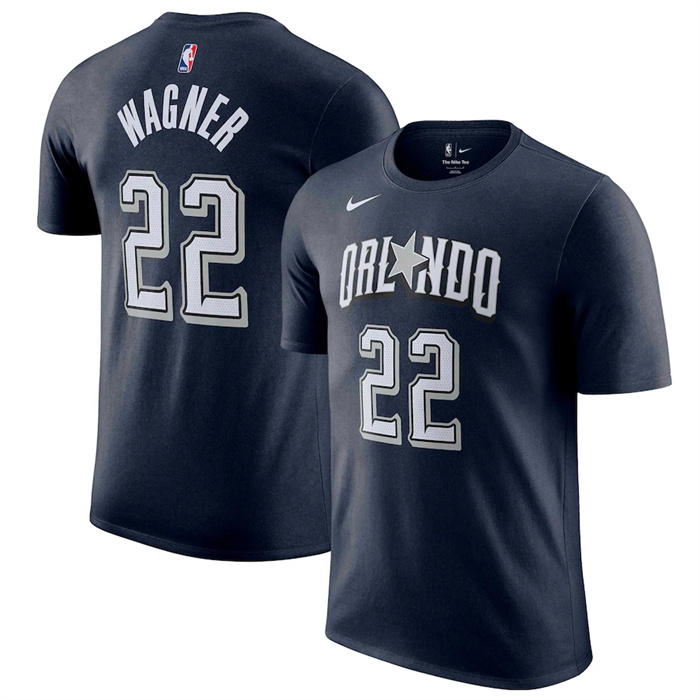 Men's Orlando Magic #22 Franz Wagner Navy 2023/24 City Edition Name & Number T-Shirt